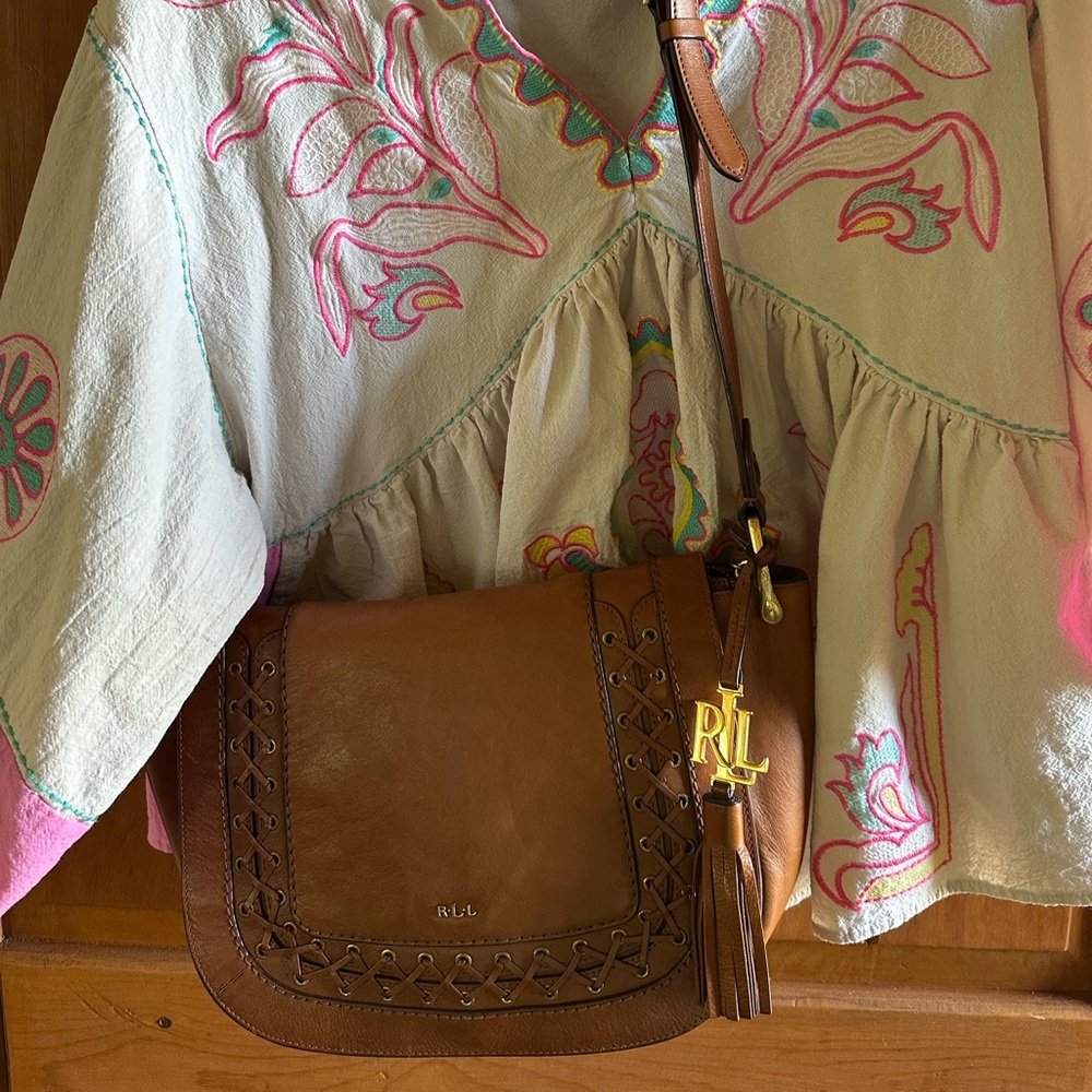Ralph Lauren leather crossbody saddle bag